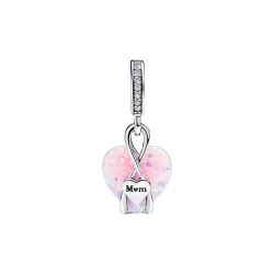 Charm Pendente Cuore di Mamma Rosa Opalescente