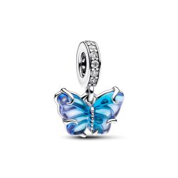 Charm Pendente Farfalla Vetro di Murano Blu