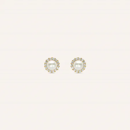 Orecchini Stroili Lobo Bon Ton Oro Giallo 9K Perla e Zircone 1416786
