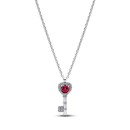 Collana Chiave con Cuore Rosso