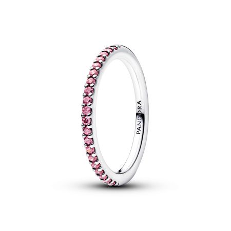 Anello Pavé Fascia Sottile Rosa