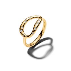 Anello Ovale Linea Sinuosa con Pietre Luminose Pandora Essence