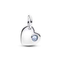 Charm Pendente Cuore con Pietra Azzurra Marzo