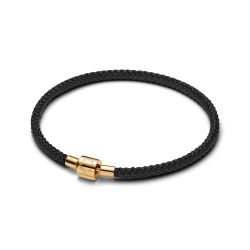 Bracciale in Corda Nera con Chiusura a Barile