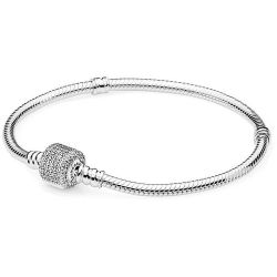 Bracciale Pandora Moments con Maglia Snake e Chiusura con Pavé Scintillante