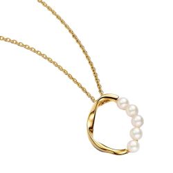 Collana Cerchio Line Sinuosa con Perle d’Acqua Dolce Coltivate Pandora Essence