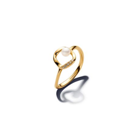Anello Linea Sinuosa con Perla d’Acqua Dolce Coltivata Pandora Essence