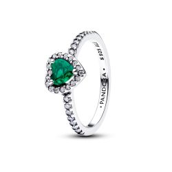 Anello Cuore in Rilievo Verde