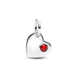 Charm Pendente Cuore con Pietra Rossa Scuro Gennaio