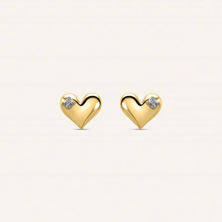 Orecchini Stroili Lobo Cuore Mon Petit Oro Bicolore 9K Diamante 1435980