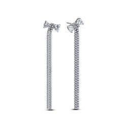 Orecchini Pendenti Fiocco Luminoso e Pavé a Cascata