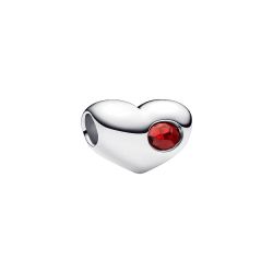 Charm Cuore con Pietra Rossa Scuro Gennaio