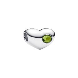 Charm Cuore con Pietra Verde Agosto