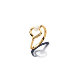 Anello Linea Sinuosa con Perla d’Acqua Dolce Coltivata Pandora Essence