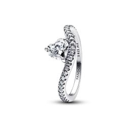 Anello Onda con Cuore Luminoso e Pavé