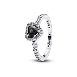 Anello Cuore in Rilievo Nero