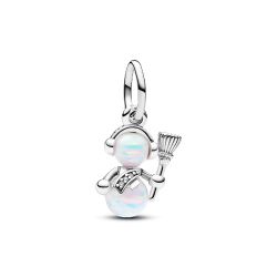 Charm Pendente Pupazzo di Neve Opale