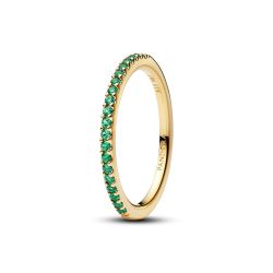 Anello Pavè Fascia Sottile Verde