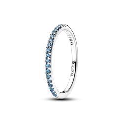 Anello Pavé Fascia Sottile Azzurro