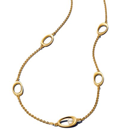 Collana Ovali Linea Sinuosa con Perle d’Acqua Dolce Coltivate Pandora Essence