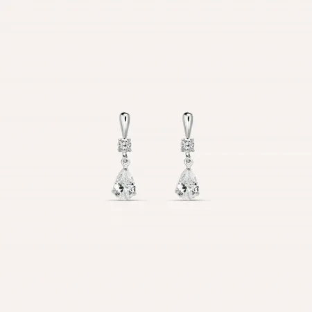 Orecchini Stroili Lobo Bon Ton Oro Bianco 9K Zirconi 1433503