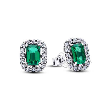 Orecchini a Lobo Punto Luce Rettangolare Verde