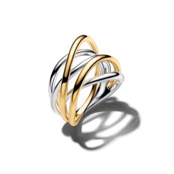Anello Linee Intrecciate Bicolore Pandora Essence