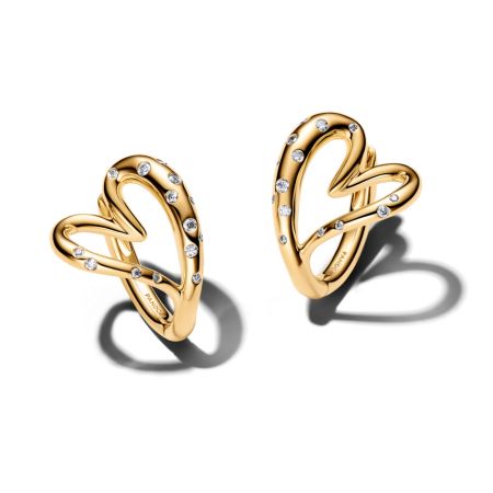 Orecchini Cuore Linea Sinuosa con Pietre Luminose Pandora Essence