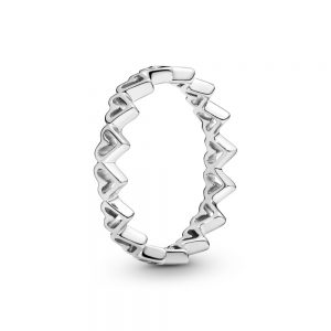 Charm Fiore Decorato Openwork » Anello Fascia di Cuori Disegnati