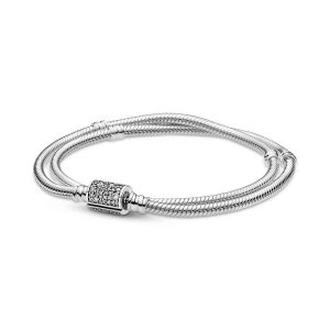 Bracciale Pandora Signature con Maglia Snake e Barretta a T »