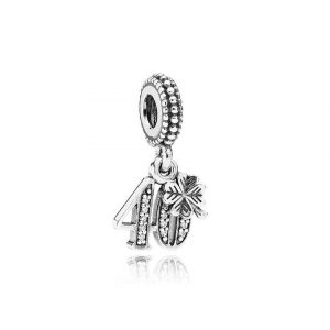 Charm Fiore Decorato Openwork » Charm Pendente 40' Compleanno