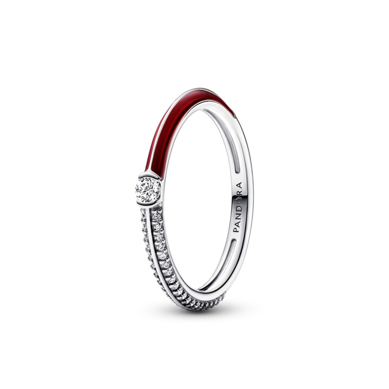 Anello Pietre Luminose Smalto Rosso Pandora ME PC Gioielli