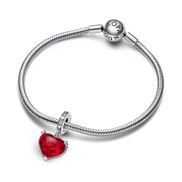 Charm Pendente Disney, Mickey e Minnie, Cuore in Vetro di Murano »