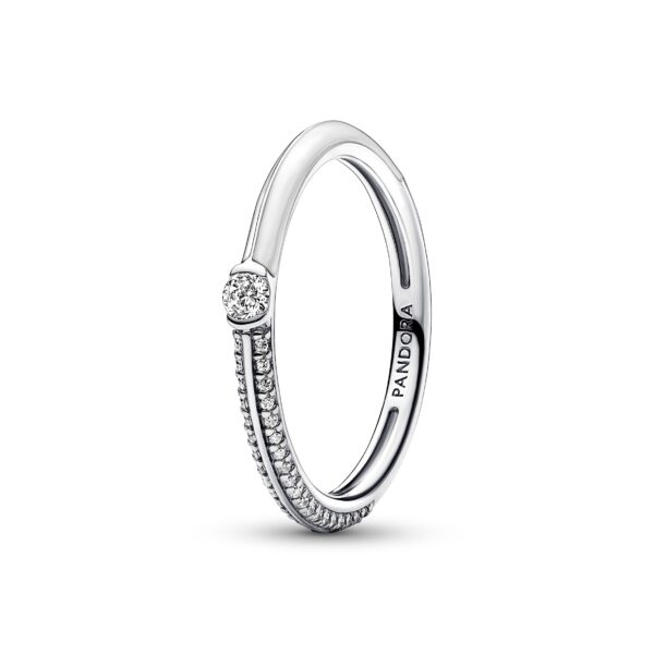 Anello Pietre Luminose Smalto Bianco Pandora ME PC Gioielli