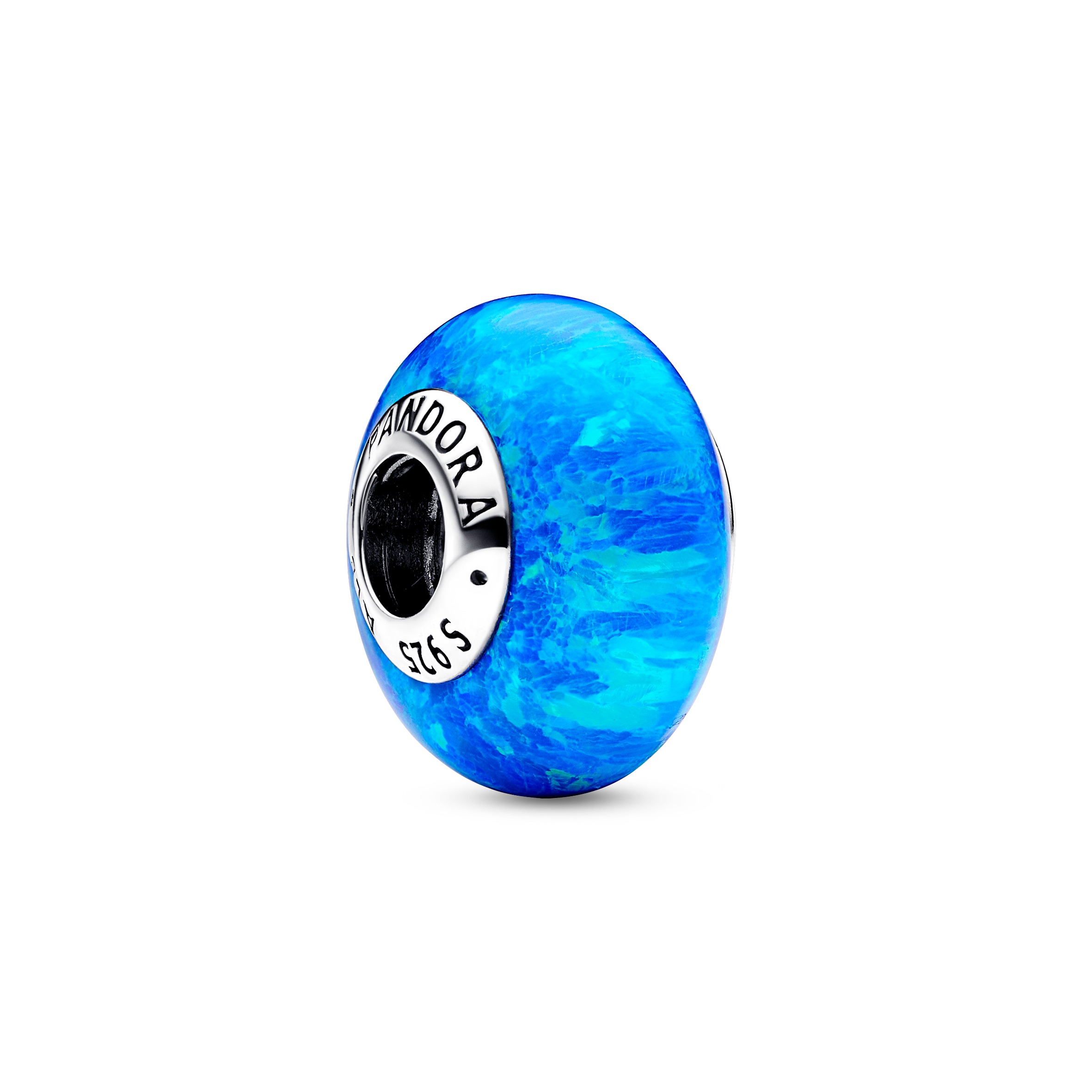 Bracciale CHARMS 3 Perle In Vetro Di Murano Blu AUTENTICO & Argento 925 Rodiato