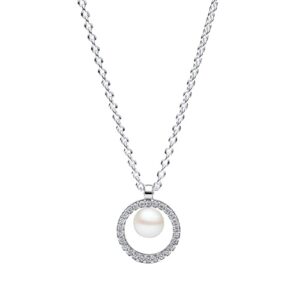 Collana con Perla d'Acqua Dolce Coltivata e Pavé »