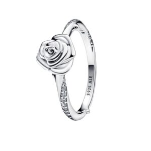 Anello Doppia Fascia Logo e Pavé »