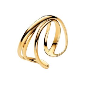 Anello Doppia Fascia Logo e Pavé »