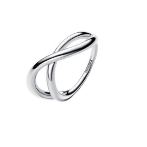 Anello Doppia Fascia Logo e Pavé »