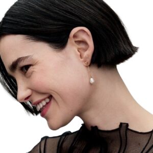 Orecchini Immobird In Argento 925 Con Perla D'acqua Dolce E Zirconi – Diametro 9 Mm