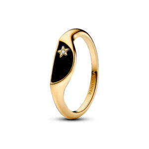 Anello Doppia Fascia Logo e Pavé »