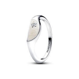 Anello Doppia Fascia Logo e Pavé »