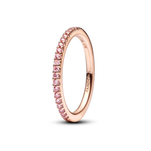 Anello Doppia Fascia Logo e Pavé »