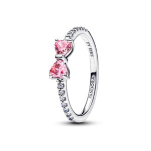 Anello Doppia Fascia Logo e Pavé »