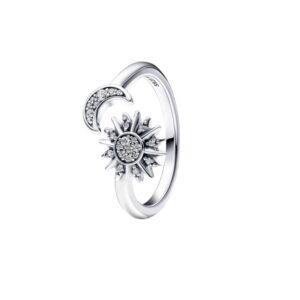 Anello Doppia Fascia Logo e Pavé »