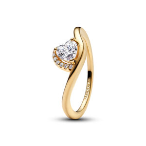 Anello Doppia Fascia Logo e Pavé »