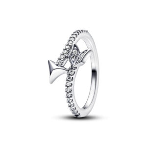Anello Doppia Fascia Logo e Pavé »