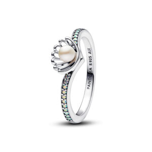 Anello Doppia Fascia Logo e Pavé »