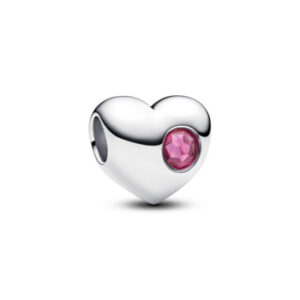 Charm Cuore con Pietra Rosa Scuro Ottobre