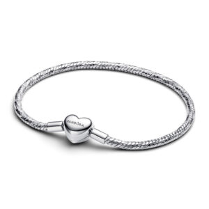 Bracciale Pandora Moments Maglia Snake Sfaccettata con Chiusura a Cuore